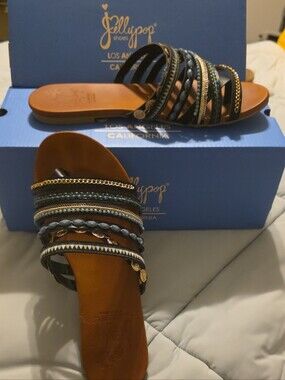 Jellypop Women's Black Multi-Accent Slide Sandals